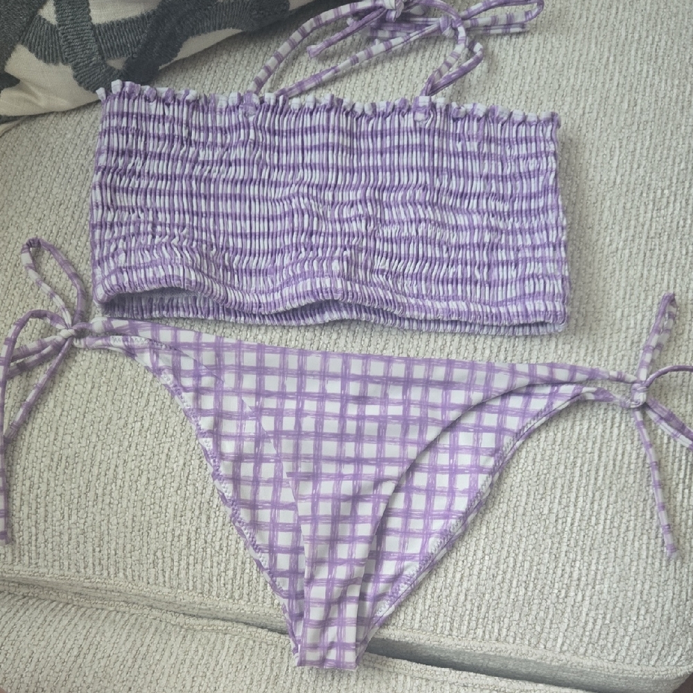 Peixoto Lavender Checkered Swimwear